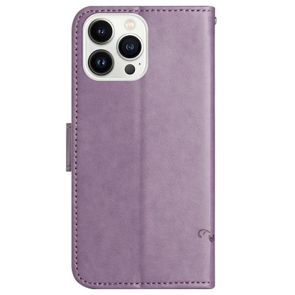 Läderfodral Fjärilar iPhone 15 Pro Max Lila