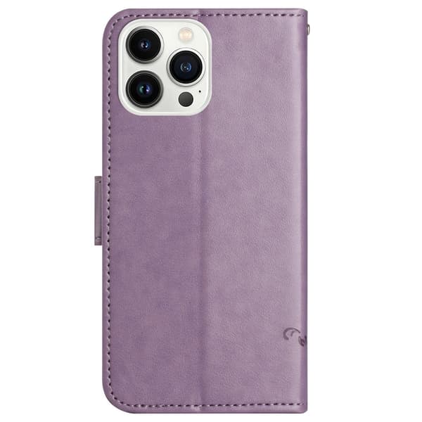 Perhoskuvioitu nahkakotelo iPhone 15 Pro Max - Lila