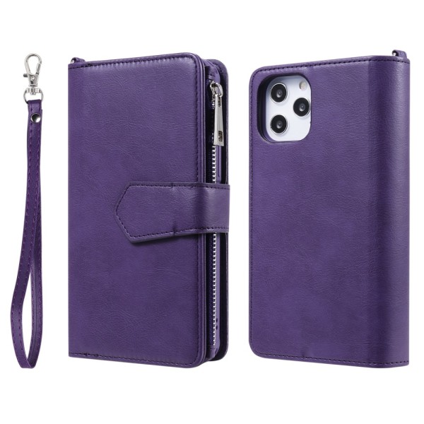 Zipper Magnet Leather Wallet iPhone 12 Pro Max Lila