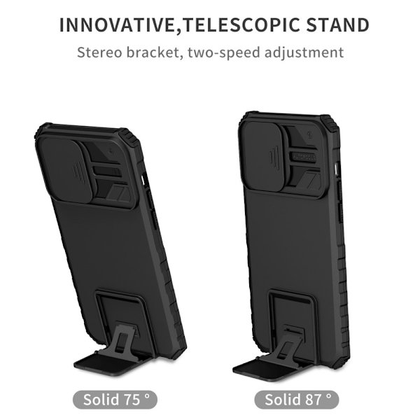 Kickstand Skal iPhone 14 Pro Max Kamerabeskyttelse Sort