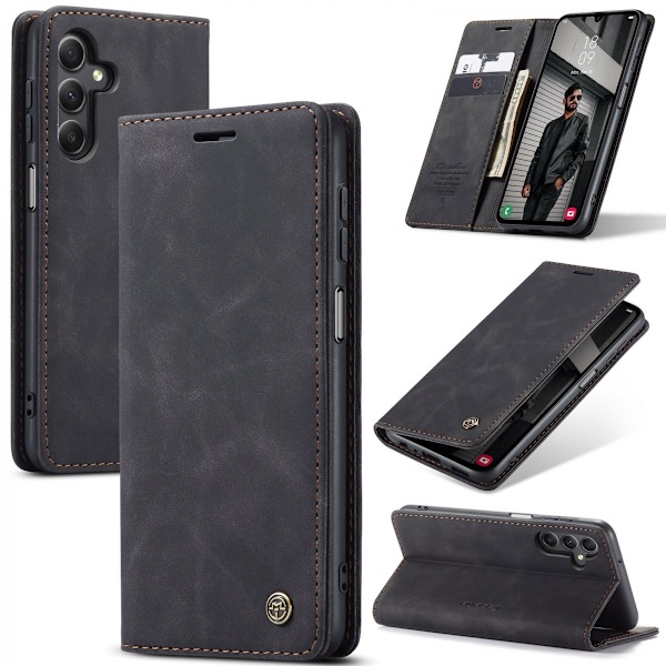 CaseMe Slim Lompakkokotelo Samsung Galaxy A15 Musta