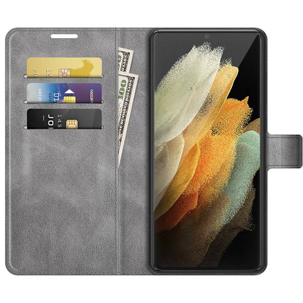 Leather Wallet Samsung Galaxy S22 Ultra Grey