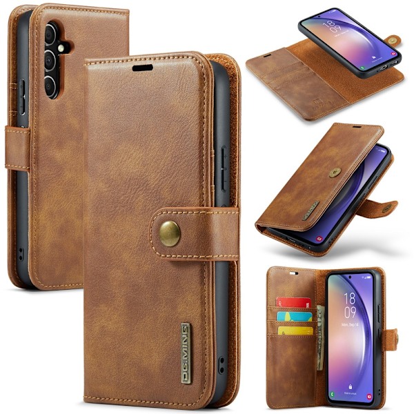 DG.MING 2-in-1 Magnet Wallet Samsung Galaxy A54 Cognac