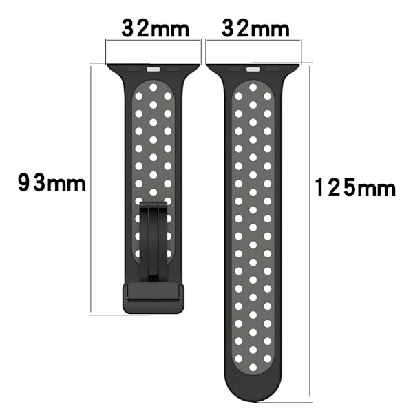 Silikonearmbånd Sport Apple Watch 45mm Series 9 Sort/Grå