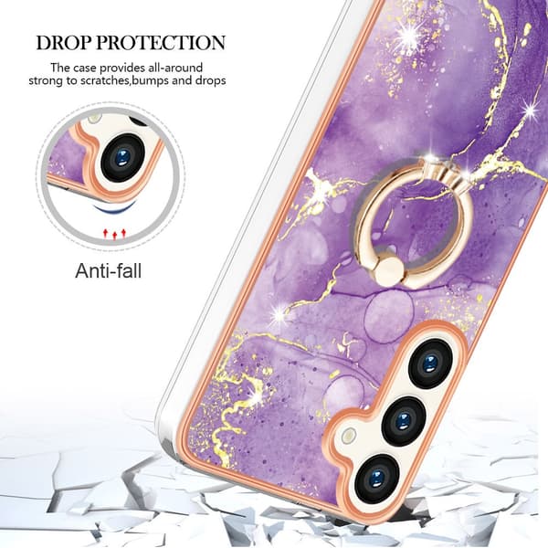 Etui med Ringholder til Samsung Galaxy S24 Lilla Marmor