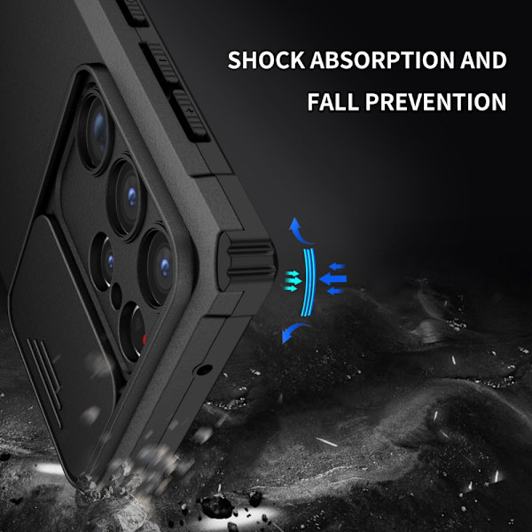 Kickstand Cover Samsung Galaxy S23 Ultra Kamerabeskyttelse Sort