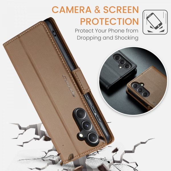 CaseMe Slim Lompakkokotelo RFID-suojalla Samsung Galaxy S23 FE Ruskea