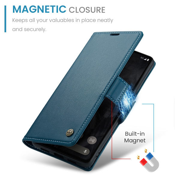 CaseMe Slim Lompakkokotelo RFID-suojalla Google Pixel 8 Prolle Sininen