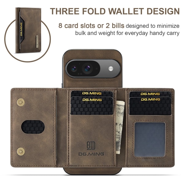 DG.MING Magnetic Card Slot Case Google Pixel 9 Brown