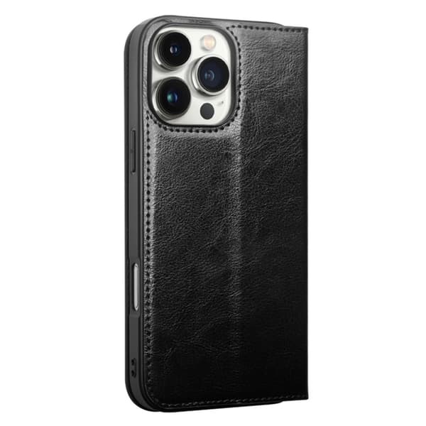 Qialino Plånboksfodral Läder iPhone 16 Pro Max Svart