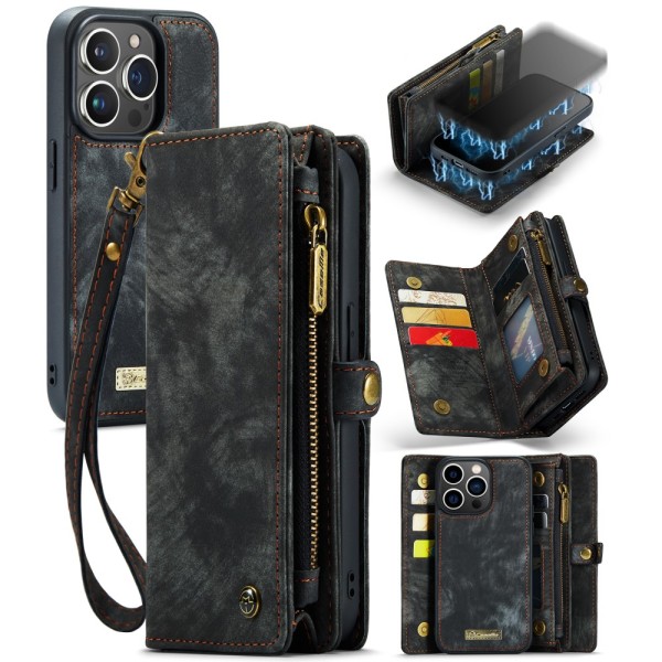 CaseMe Multi-Slot 2 i 1 Wallet Case iPhone 15 Pro Sort