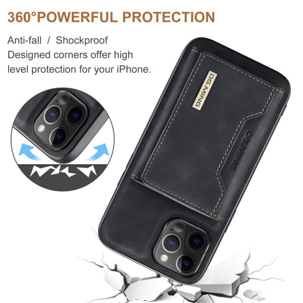 2 i 1 Magnetisk Kortholder Etui Iphone 12/12 Pro Sort