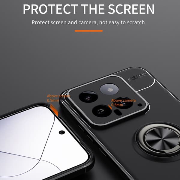 Etui med Ringholder til Xiaomi 14 Pro Sort