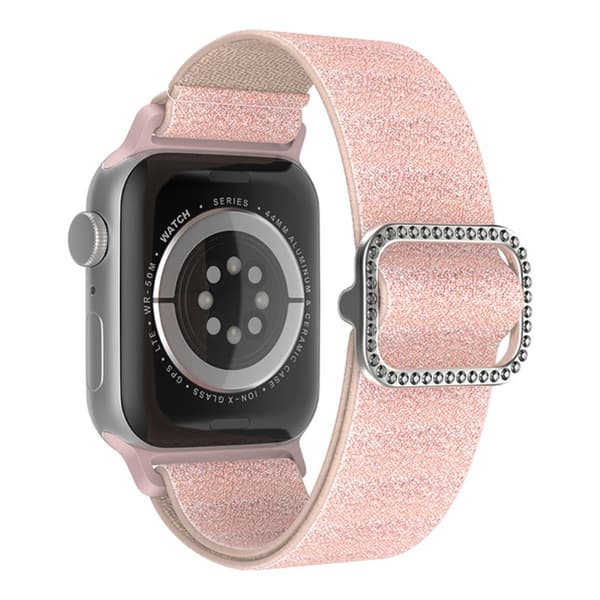 Elastiskt Nylonarmband Apple Watch Series 11 42mm Glitter Rosa