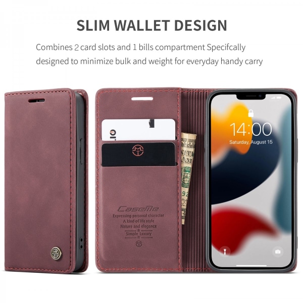 CaseMe Slim Wallet -kotelo iPhone 13 Red