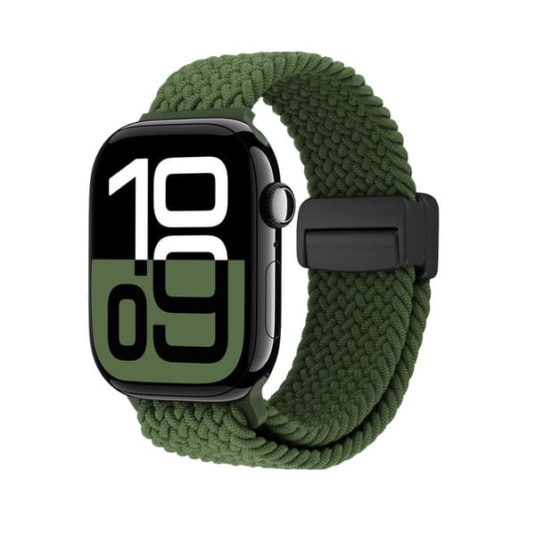 Elastiskt Vävd Nylonarmband Apple Watch 45mm Series 9 Grön