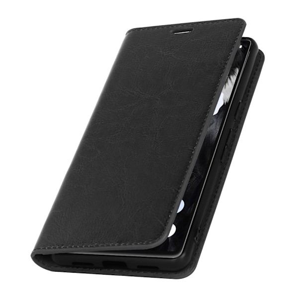 Mobilfodral Google Pixel 7a Äkta Läder Svart