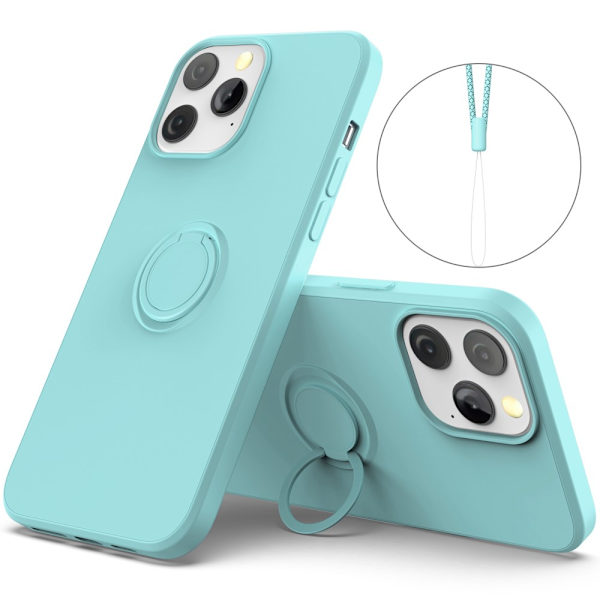 Skal iPhone 14 Pro Med Ringholder Himmelblå
