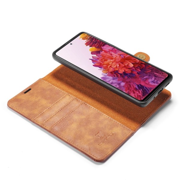 DG.MING 2-in-1 Magnet Plånbok Samsung Galaxy S20 FE Cognac