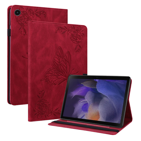 Læderetui Samsung Galaxy Tab A8 10.5 Sommerfugle Rød