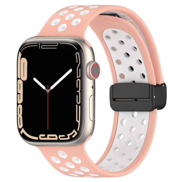 Silikoniranneke Sport Apple Watch 38/40/41 mm Pinkki/Valkoinen