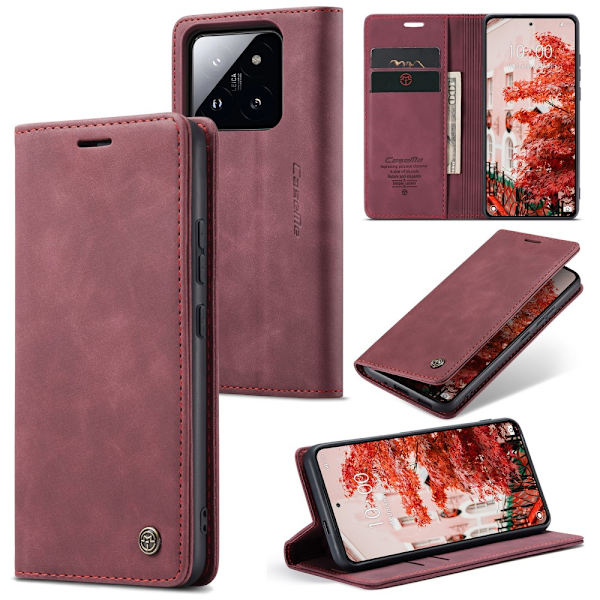 CaseMe Slim Lompakkokotelo Xiaomi 14 Pro Punainen
