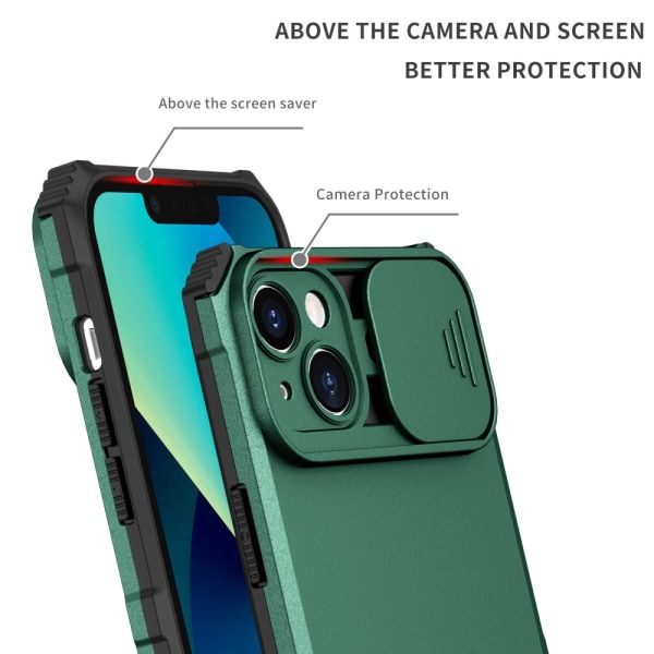 Kickstand Skal iPhone 14 Plus Kameraskydd Grön