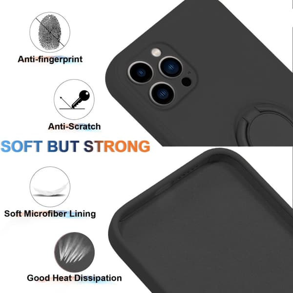 iPhone 15 Pro Skal Med Ringhållare Svart
