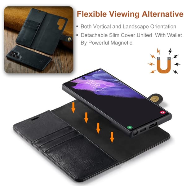 DG.MING 2-i-1 Magnet Pung Samsung Galaxy S24 Ultra Sort