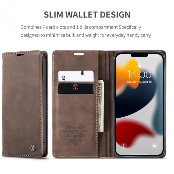 CaseMe Slim Plånboksfodral iPhone 13 Pro Max Brun