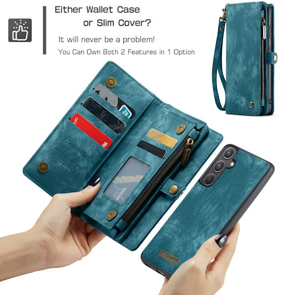 CaseMe Multi-Slot 2 i 1 Plånboksfodral Samsung Galaxy A55 Blå