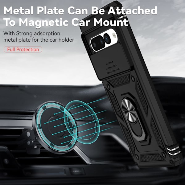 Hybridskal Google Pixel 7 Ring + Kamerabeskyttelse Sort