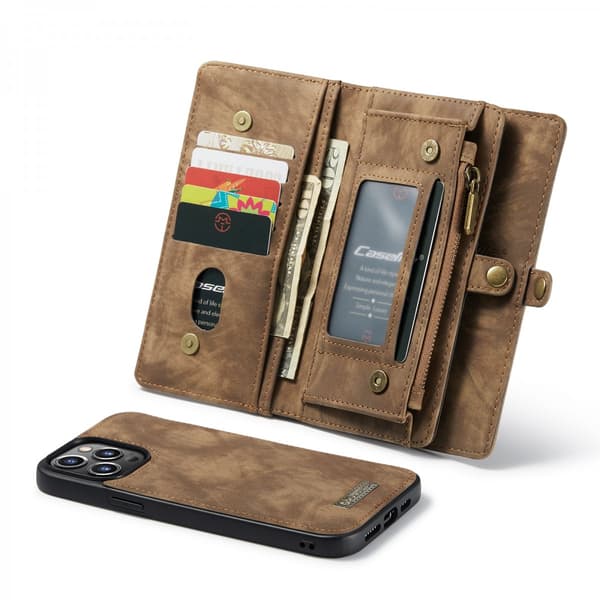 CaseMe Multi-Slot 2 i 1 Plånboksfodral iPhone 13 Pro Max Ruskea