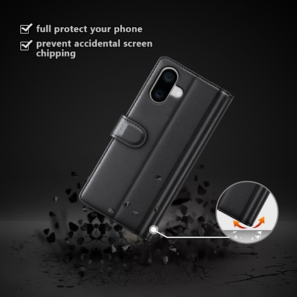 Ægte læder etui iPhone 16 Plus Sort