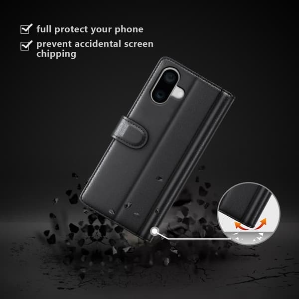 Aito nahkakotelo iPhone 16 Plus Musta