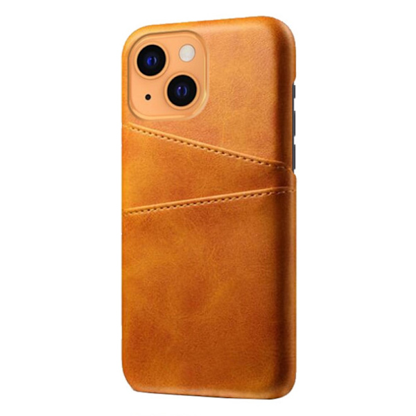 Nahkakuori korttipaikalla iPhone 13 Cognac