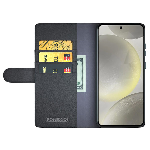 Äkta Läderfodral Samsung Galaxy S24 FE Svart