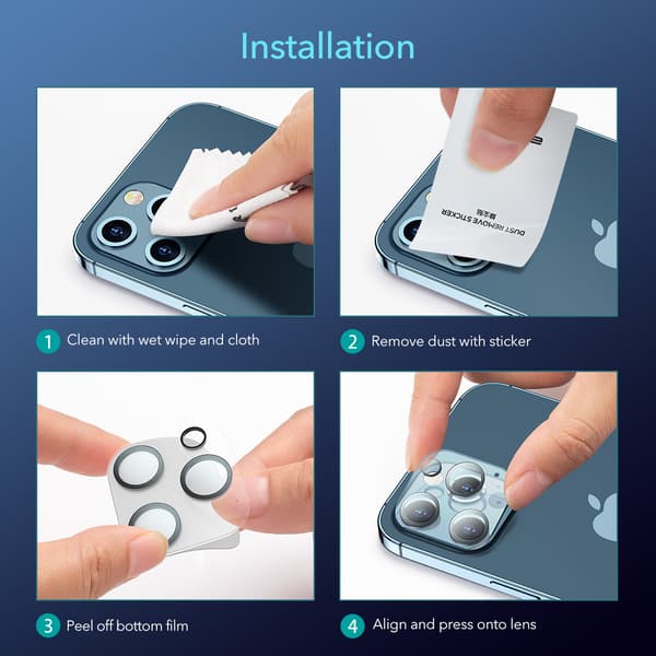 ESR Heltäckende Linsebeskyttelse iPhone 12 Pro 2 Pack