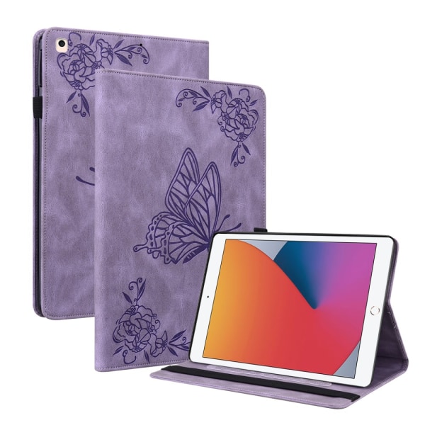 Läderfodral iPad 10.2 8th Gen (2020) Fjärilar Lila
