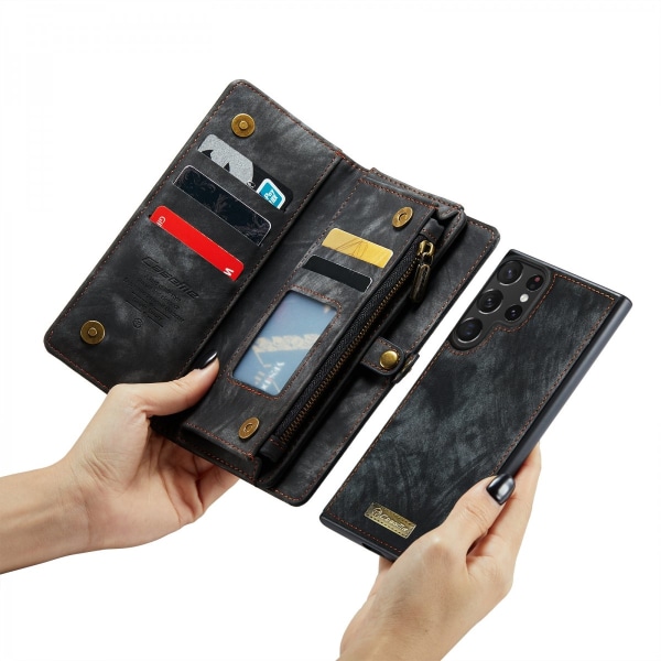 CaseMe Multi-Slot 2 i 1 Wallet Case Galaxy S23 Ultra Black