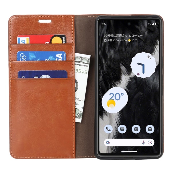 Mobilcover Google Pixel 7a Ægte Læder Brun