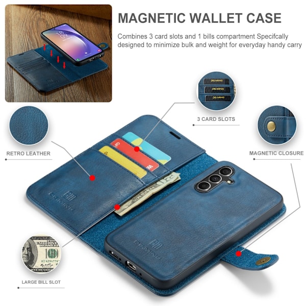 DG.MING 2-in-1 Magnet Wallet Samsung Galaxy A54 Blue