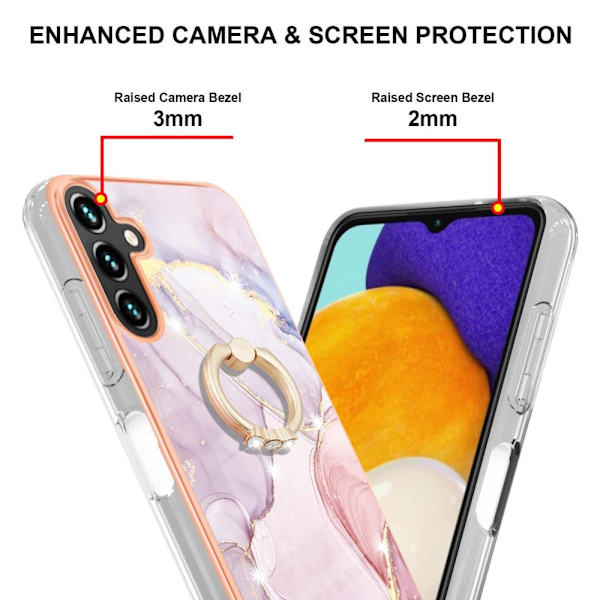 Etui med ringholder til Samsung Galaxy A14 Roséguld marmor