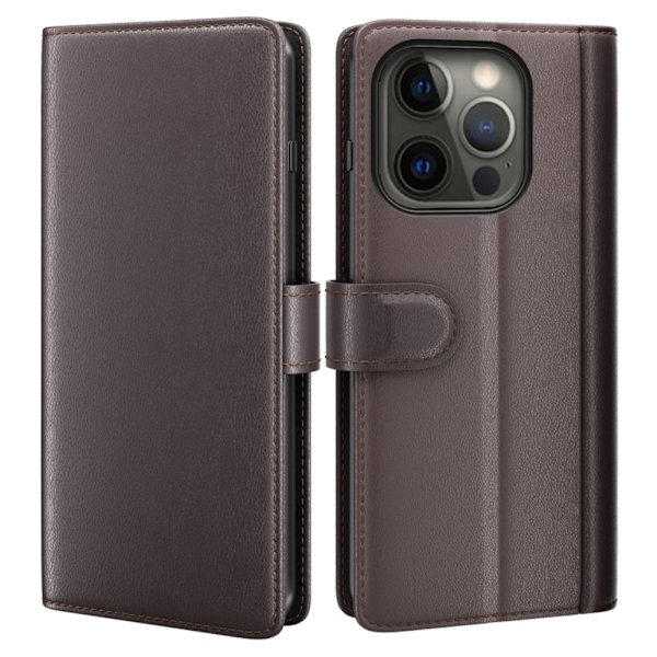 Ægte læder etui iPhone 13 Pro Brun