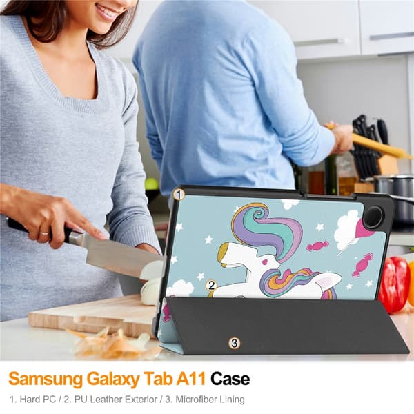 Samsung Galaxy Tab A11 Kotelo Tri-fold Unicorn
