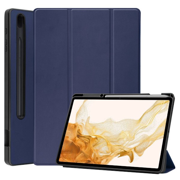 Tri-Fold Galaxy Tab S7 Plus/S8 Plus 12.4 -kotelo S Pen -pidikkeellä