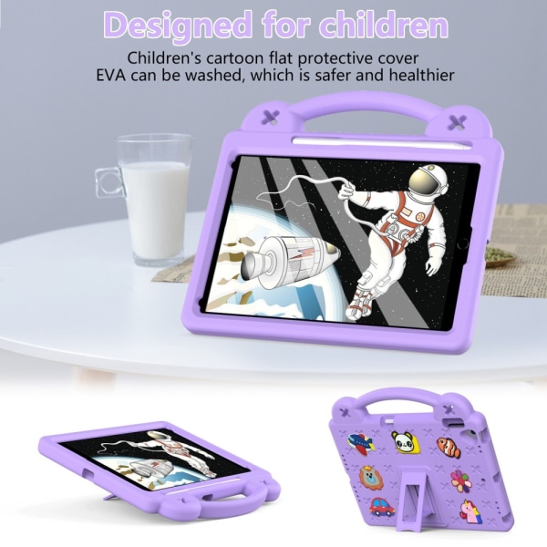 Iskunkestävä EVA-suojus iPad 10.2 9th Gen (2021) Kickstand Purple
