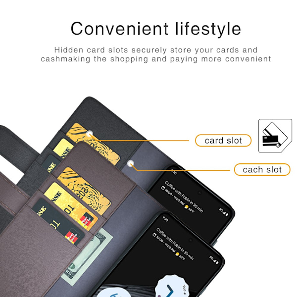 Äkta Läderfodral Google Pixel 7 Brun