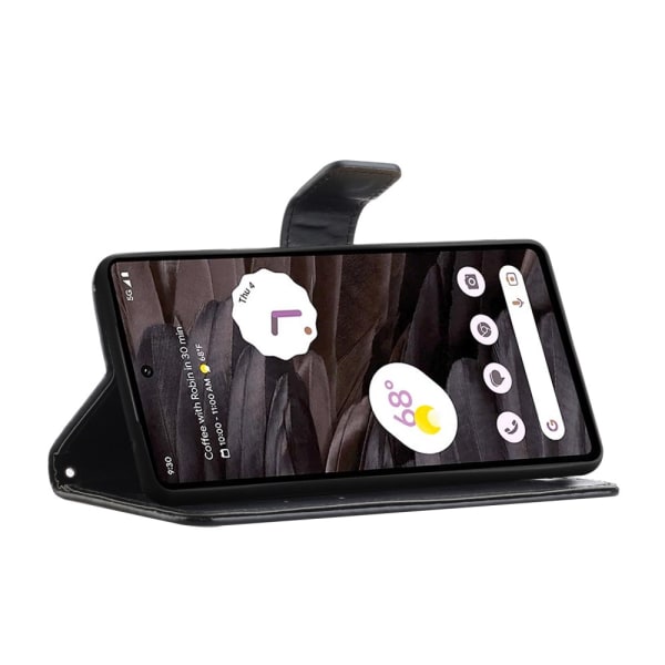 Perhoskuvioitu nahkakotelo Google Pixel 8a:lle, musta