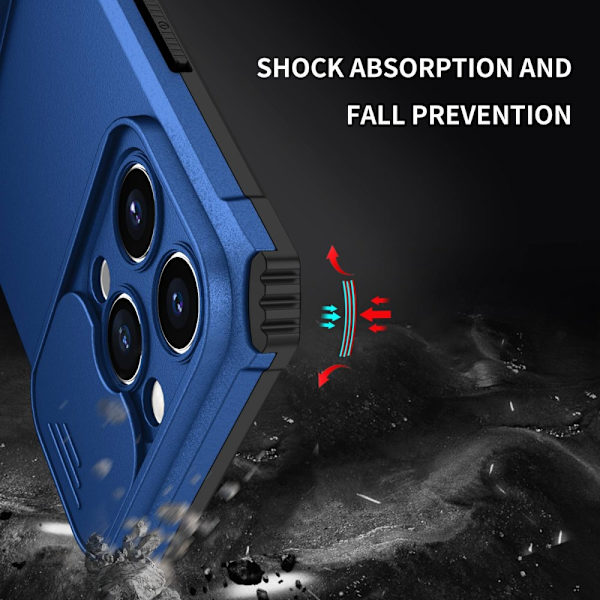 Kickstand Cover iPhone 14 Pro Kamerabeskyttelse Blå